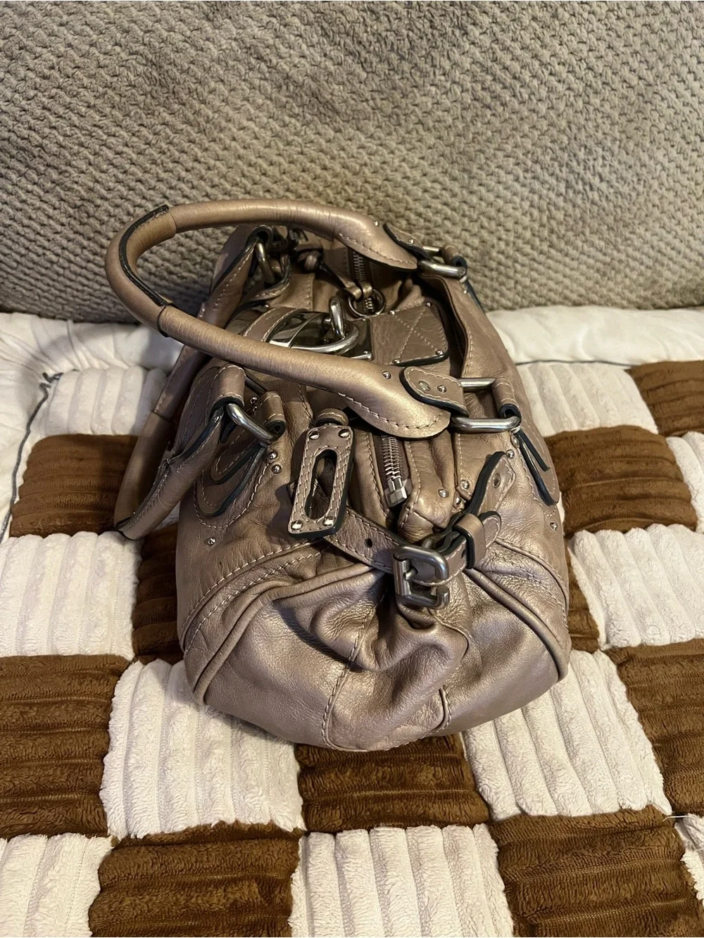 Chloe Paddington Metallic Taupe VGUC!